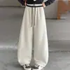 Pantalones casuales nuevos de otoño para niñas, con cintura de parche bordada, pierna ancha curva, pantalones de chándal de primavera y otoño para niñas, pantalones largos de moda