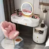 Tocador de Lujo Ligero para Dormitorio, Nuevo Tocador de Maquillaje Moderno Minimalista de Gama Alta Estilo Ins Pequeño para el Hogar con Gabinete de Almacenamiento Integrado