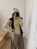 Camisa Simples de Lã com Base Estilo Japonês 6 para Mulheres, Nova Coleção de Outono, Malha Versátil Solta com Gola Redonda e Mangas Longas