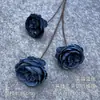 Flores artificiales azul bruma para bodas al por mayor, flores falsas de color bruma oscura para escenario de salón de bodas, decoración floral de fondo de pasillo