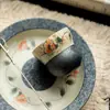Taza de Té de Cerámica Pintada a Mano con Esmalte Color Caramelo y Diseño de Camelia Índigo para Uso Doméstico, Adecuada para Juegos de Té Kung Fu, Taza de Té con Forma de Calabaza, Taza Individual