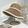 Chapéu de Palha com Renda Feminino Verão Novo Palha Vazado Chapéu Protetor Solar Fita de Laço Beira-Mar Proteção Solar Chapéu Protetor