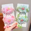 Diadema de tela para el pelo de fresa color macarrón para niñas, accesorio diario para el peinado con borlas y cuentas de colores, diadema suave y linda para niñas