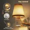 Luz nocturna enchufable base C7 GY272 forma de escalera pantalla cilíndrica de tela control de sensor de luz ambiental para dormitorio luz nocturna de mesita de noche