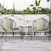 Cama de ratán y terraza de café para B&B, patio pequeño, silla de té, balcón de moda para exteriores, conjunto de mesa y sillas de tres piezas, Ocio