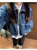 Chaqueta americana retro con cremallera y lavado degradado de alta gama transfronteriza para hombre, abrigo de mezclilla de diseño de nicho para primavera y otoño