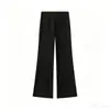 Moda Verão 2026 Nova Feminina Gola Redonda Simples Cor Sólida Vazado Manga Curta Top + Calça Longa Reta Conjunto Casual