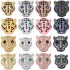 Pulseira tornozeleira brincos com contas de zircônia incrustadas de cobre cabeça de leopardo contas de furo grande contas de zircônio dourado joias pendentes acessórios diy