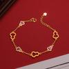 Pulseira de Ouro de Areia Vietnamita Ouro Antigo Esmalte Cabacinha Recortada Banhada a Ouro Azul Queimado Pulseira Elegante com Bênçãos e Bênçãos