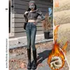 Pantalones Flacuchos Esponjosos Otoño/Invierno 2026 Nuevo Diseño Adelgazantes Botón de Cierre Pantalones de Mezclilla Pantalones Lápiz Engrosados para Mujer Dropshipping