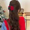 Grampo de Cabelo Flor Rosa Vermelha Outono Inverno Presilha Tubarão de Tricô Parte de Trás da Cabeça Grampo Elegante Acessórios de Cabelo Faixa de Cabelo Corda de Cabelo