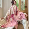 Bufanda Gruesa Cálida Estilo Yifei 2026 para Mujer, Chal de Cachemira Sintética, Bufanda de Doble Uso Dopamina con Cinta