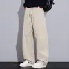 Pantalones Casuales de Algodón Estilo Americano para Hombre, Nuevos de Otoño/Invierno 2026, Sencillos y Cómodos, Holgados de Pierna Ancha Rectos, Pantalones de Marca de Moda