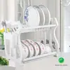 Estante para platos de hierro, organizador de platos para encimera de cocina, escurridor doméstico, estante para cubiertos, venta al por mayor para ventas transfronterizas