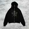 Moletom com Capuz Duplo Camuflado com Patch de Estrela Estilo Y2K Americano com Zíper Estilo Ins Reversível para Outono e Inverno