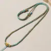 Colar de Oito Fios Tecido à Mão para Homens e Mulheres, Fecho de Jade de Alta Qualidade, Turquesa, Âmbar, Pingente de Nan Hong em Cordão, Ajustável