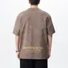 Camiseta Pesada Tingida em Nuvem Lavada de Manga Curta para Homens, Novo Estilo Retro Americano, Caimento Solto, Tamanho Grande, Top Tendência de Manga Meia