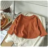 Camiseta Infantil de Manga Longa Primavera/Verão 2026, Estilo Coreano Soltinha, Camiseta Base Cor Doce para Meninos e Meninas, Top Liso