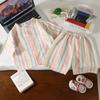Conjunto Infantil de Manga Curta para Meninos e Meninas, Cardigan de Verão com Shorts, Roupa de Casa Infantil de Algodão Nuvem Desenho Animado Duas Peças, Roupa de Verão