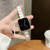 Adecuado para Correa de Reloj Inteligente Apple S87654 iWatch para Mujer de Acero Inoxidable de Cintura Pequeña Delgada de Acero de Tres Cuentas Pulsera