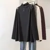 Camisa Básica Térmica de Veludo com Strass Meia-Gola Dupla Plus Size para Mulheres, Novo Estilo Outono e Inverno, Caimento Solto, Emagrecimento, Top Camada Base Quente