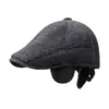 Chapéu de inverno à prova de vento e resistente ao frio com proteção para as orelhas para homens de meia-idade e idosos, um boné de beisebol quente e espessado com forro de fleece