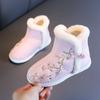 Zapatos Hanfu de estilo étnico Zapatos bordados para falda antigua con cara de caballo para niños Zapatos de Año Nuevo para niñas Abrigo antiguo Botas de algodón de invierno para bebé