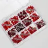Laço de Resina 3D Vermelho Vinho de Ano Novo Ancora Vermelha Acessórios para Nail Art Strass de Unha Usável Pequenas Decorações