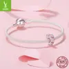 Nuevo Pulsera de Posicionamiento de Silicona con Corazón de Diamantes Completos, Cuentas y Corazón Dulce Femenino S925 Cuentas de Plata de Ley de Yinziyun