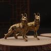 Cão de cobre de latão, cão militar, pequenos ornamentos, cão-lobo, ganha dinheiro para ajudar a fortuna, filhote próspero, bronze, estilo chinês, pequenos ornamentos de mesa, animal de estimação de chá