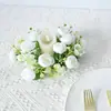 Guirnalda de Rosas Simuladas Pascua Navidad Rosa de Té Mesa Portavelas Guirnalda Set de Fiesta Decoración Guirnalda