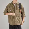 Chamarra tipo camisa para hombre para principios de otoño, estilo americano, camisa de trabajo elegante, primavera y otoño, algodón puro, color caqui oscuro, chaqueta de caza de manga larga