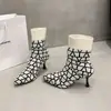 Botas Medias Elásticas Elegantes de Color Bloque Nuevo Estilo Europeo Americano Transfronterizo para Mujer, Tacón Fino, Tallas Grandes, Botas de Moda, Botas Adelgazantes