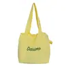 Nova Bolsa de Ombro com Cordão com Desenho de Letras para Mulheres, Estilo Japonês, Grande Capacidade, Bolsa de Axila Cor Sólida, Bolsa Tote Tendência para o Dia a Dia