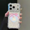 Adecuado para Apple 17PROMAX, funda para iPhone18 con agujeros finos, corazón floral, lazo, oso, niña, cuatro esquinas anticaída