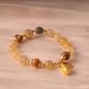 Regalo para Novia: Pulsera de Piedra Lunar de Cristal Rubio Natural, Bestia Tragadora de Oro Cristal de Titanio Piedra de la Riqueza Pulsera de Cristal Rubio Amarillo