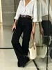 Calça Jeans Feminina TK Amazon Europeia e Americana de Cintura Alta com Barra Dobrada de Perna Reta, Novo Estilo Outono 2026, Emagrecedora, Comprimento Total
