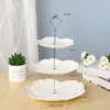 Bandeja de bocadillos para el té de la tarde estilo europeo Decoración de mesa de postres Marco de pastel de tres niveles Fruta plástica creativa de múltiples capas
