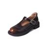 Zapatos de Cuero Mary Jane Estilo Preppy Británico Piel de Vaca Pulida Suela Gruesa 2024 Primavera Tacón Medio Grueso Hebilla de Cinturón Zapatos de Piel Genuina