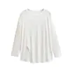 Camiseta Cover-Up Esportiva Casual Versátil com Fenda e Manga Longa para Mulheres, Novo Top de Dança Yoga Respirável Soltinho da Primavera