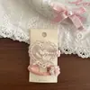 Pinza para el pelo con lazo de encaje rosa dulce de primavera, conejito de malla bordado lindo, pinza de pico de pato, pinza para pelo de bebé