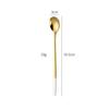 304 Aço Inoxidável Colher Estilo Coreano Longo Punho Ice Spoon Colher de Mistura Colher de Mistura de Alto Valor de Cor Mel Colher Longa