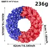 Día Nacional de América Día de la Independencia Corona Colgante de Puerta Decoración de Tela para el Hogar Accesorios para Ventanas Festivas 30cm