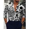 Camisas Nuevas para Hombre de Venta Caliente de Exportación Europea y Americana Transfronteriza, Tops de Manga Larga con Cuello de Moda Estampado Digital 3D Fresco