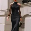 Vestido Versátil de Cintura Alta Novo da Primavera de 2026, Nicho de Luxo Leve Elegante de Alta Qualidade com Decote Halter para Noivado Banquete Vestido de Noite