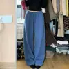 Pantalones de otoño holgados con cordón, pierna ancha, estilo callejero americano, pantalones deportivos de moda, corte regular moderno, dobladillo ligeramente curvo, pantalones casuales