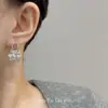 Aretes de Bolso Coreanos Azul Fresco con Diamantes Brillantes, Pequeño Aroma, Lujo Exquisito Accesible Elegante, Aretes de Alta Gama Elegantes y Dulces