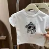 Camiseta de Manga Corta Holgada con Estampado de Dibujos Animados, Estilo Nuevo de Verano para Niños y Niñas, Tops Casuales para Niños Pequeños y Medianos 0183A124