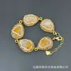 Set de Collar de Perlas y Piedra Natural Citrina Estilo Francés Personalizado Cadena para Suéter Incrustada Color de Moda Conserva el Color Juego de Cuatro Piezas