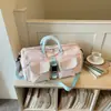 Bolso de viaje corto nuevo con bloques de color, casual y simple, bolso cruzado portátil para salir, con separación de seco y húmedo, bolsa deportiva y de fitness para mujer